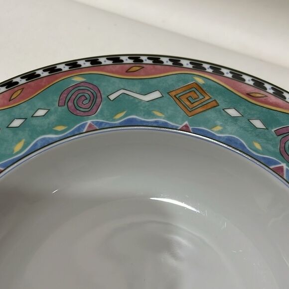 Christopher Stuart Laguna Jenny Faw White Blue Gold Dinnerware Bowls Set Of 2 - Picture 8 of 8